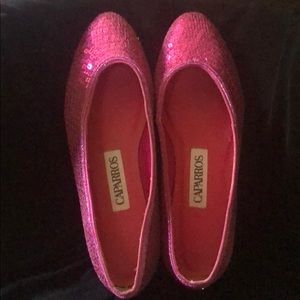CAPARROS HOT PINK SEQUINED SHOES SZ 7.5 medium